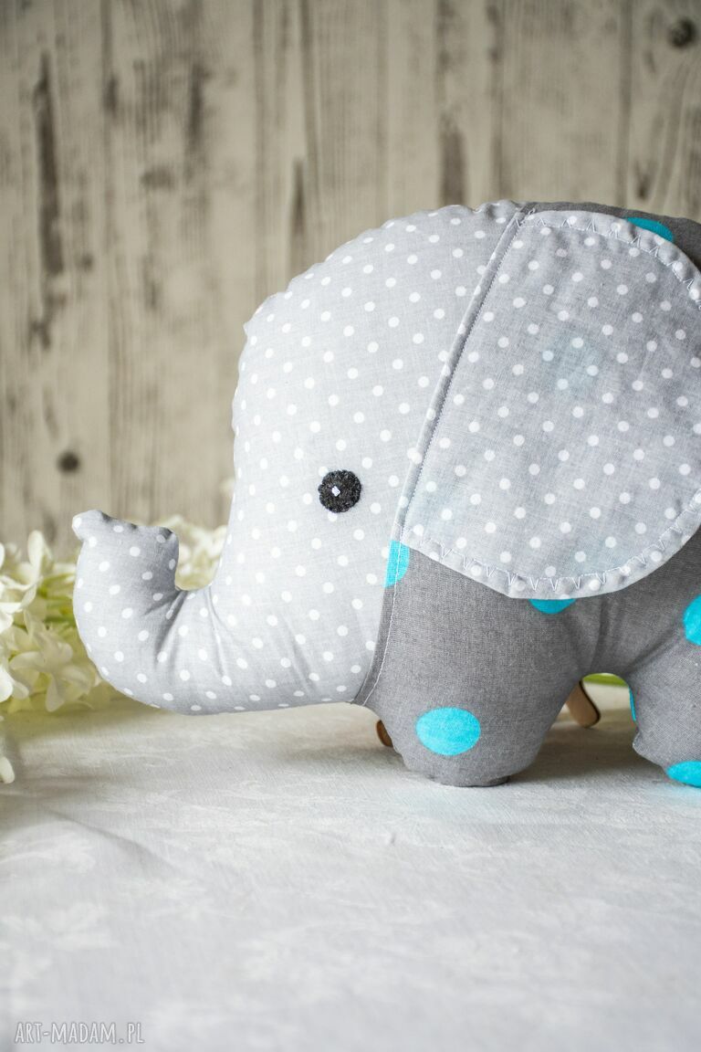 Słonik Tutek Wojtek - ręcznie szyta maskotka 35 cm dla chłopca
