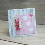 różowe scrapbooking kartki urodziny kartka z serduszkami