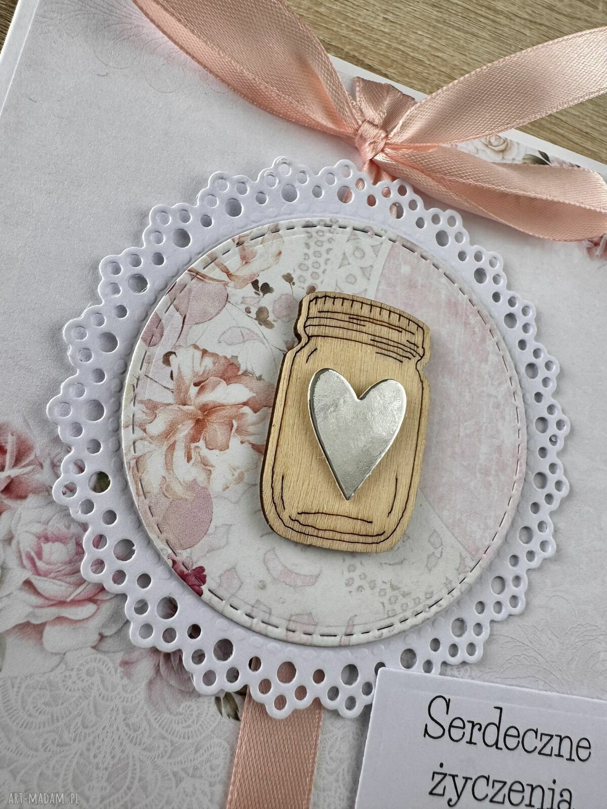 Kartka ślubna handmade z miłością, podziękowaniem i życzeniami
