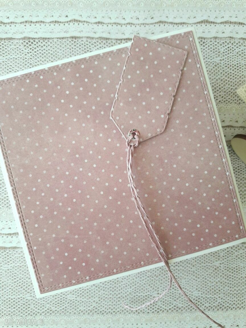 Kartka ślubna ręcznie robiona w różu i złocie - scrapbooking 3D z kieszonką