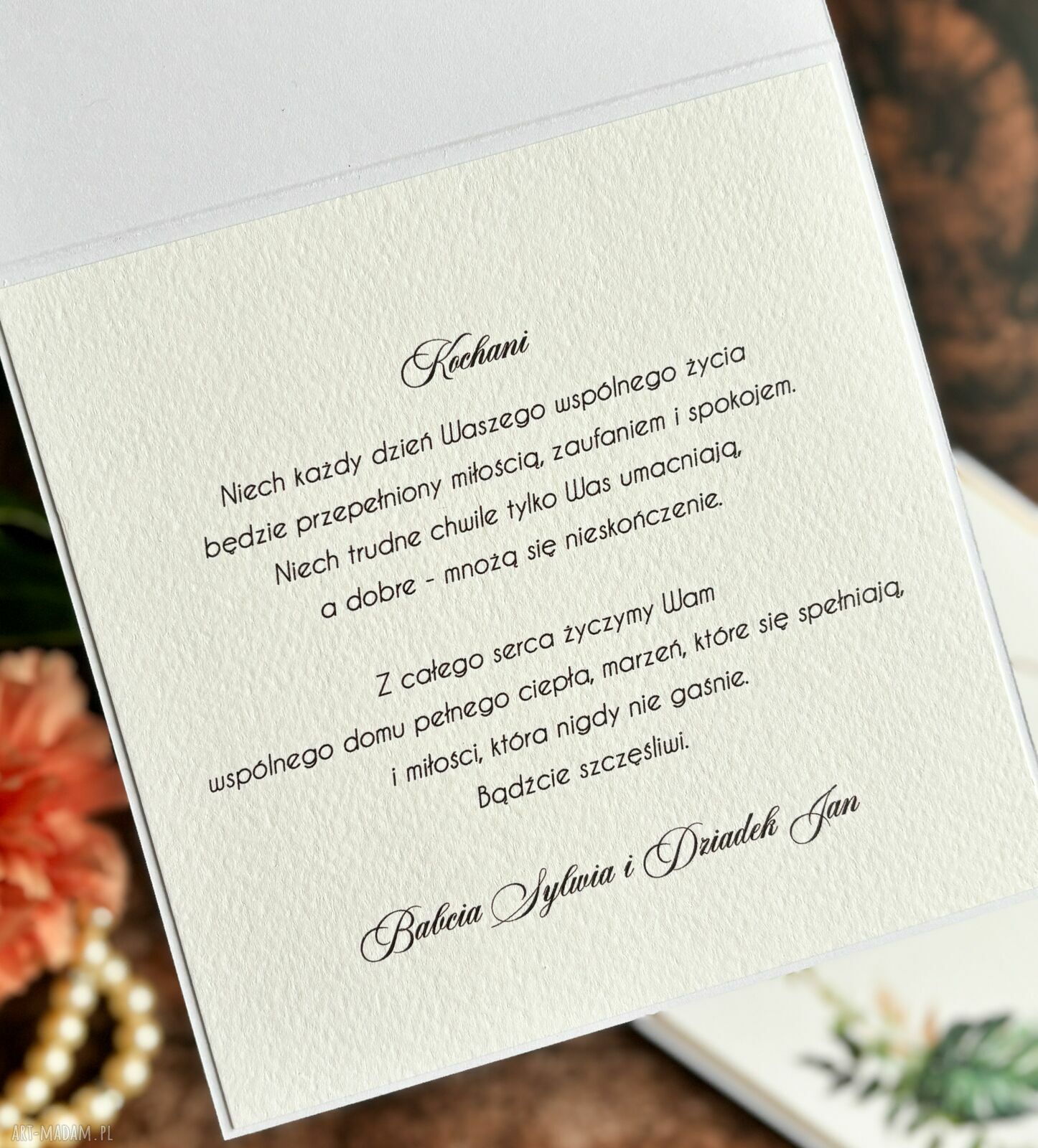 Personalizowana kartka ślubna w pudełku - pamiątka dla Młodej Pary