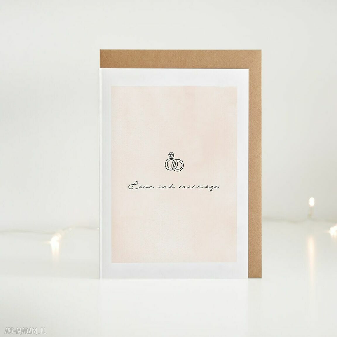 Kartka ślubna A6 Love and marriage - obrączki i miejsce na życzenia