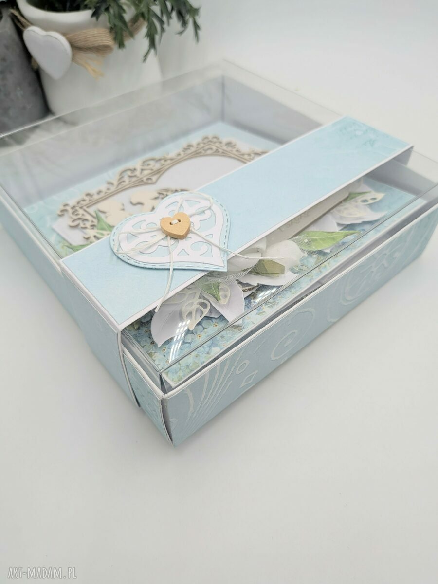 Ręcznie robiona kartka ślubna pop-up 15x15 cm w pudełku