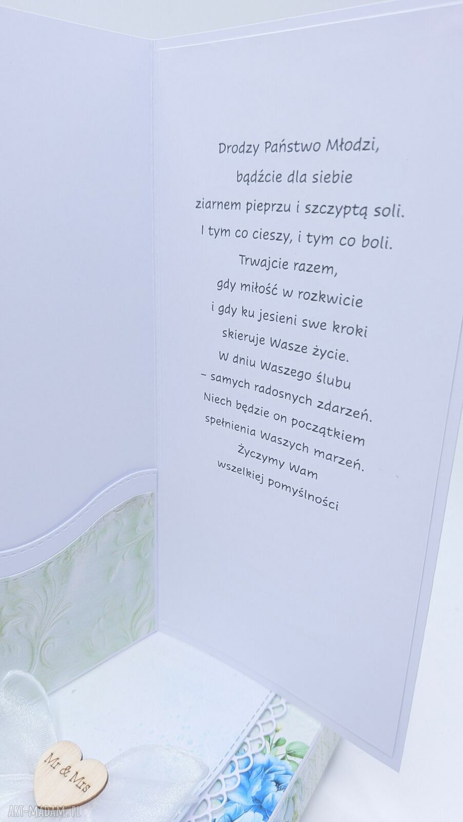Kartka ślubna DL w pudełku z kieszonką na pieniądze