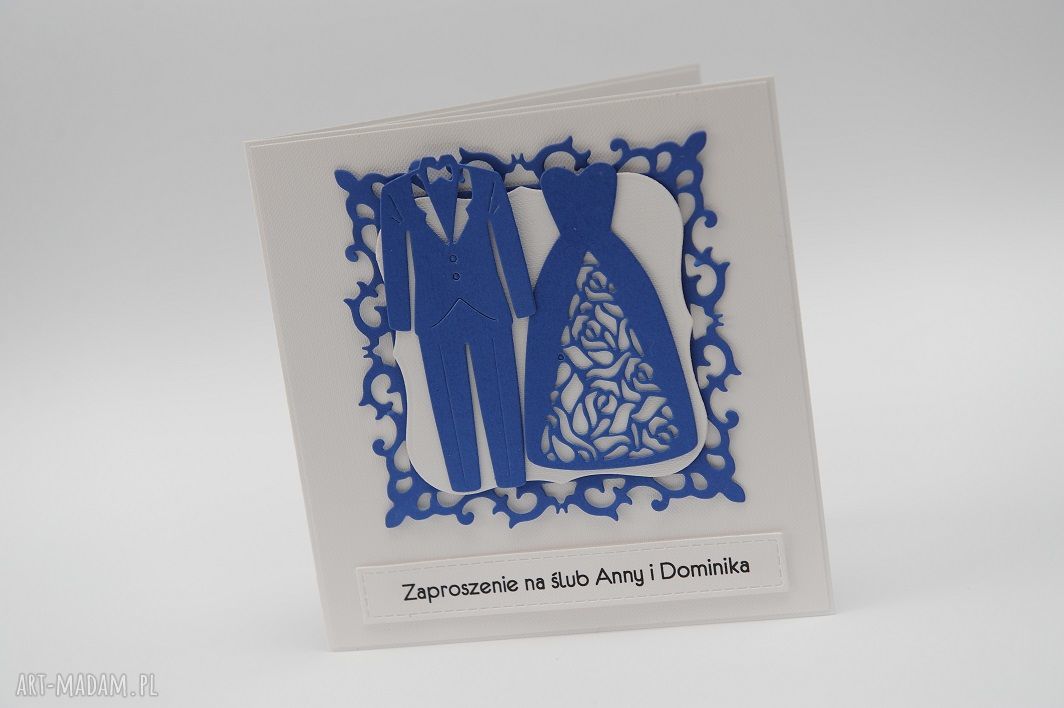 Zaproszenia ślubne personalizowane 15x15 - wzór w ramce