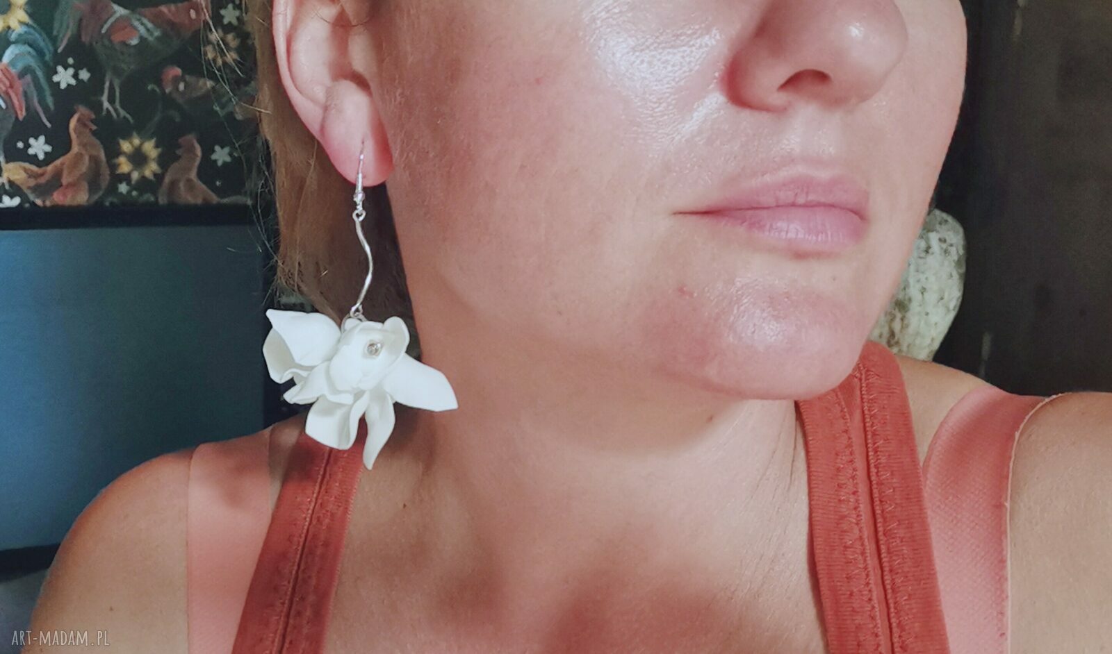 Kolczyki ślubne boho z motywem kwiatów Frida - lekkie i wiszące