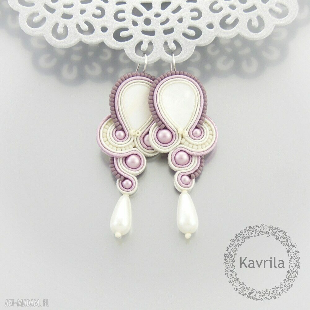 kolczyki soutache elegance lilac ręcznie zrobione