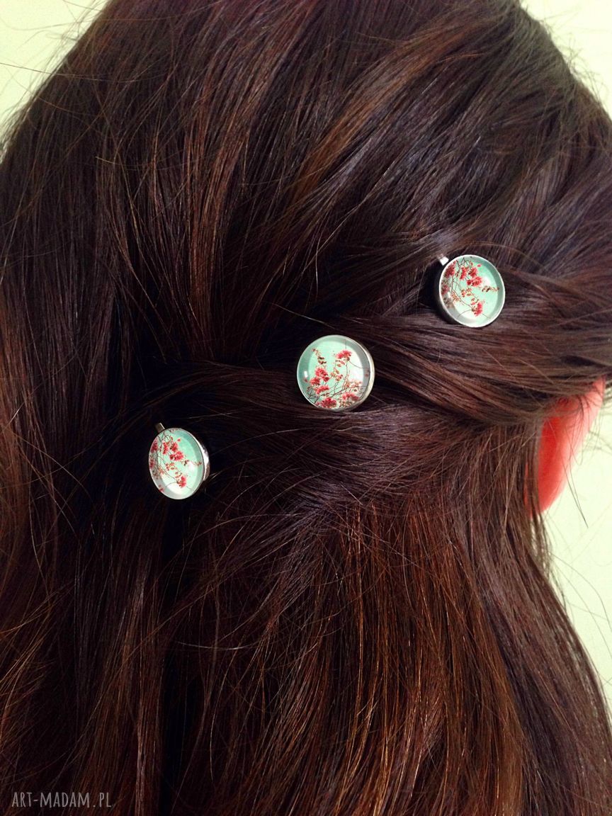 ozdoby do włosów: Retro kwiaty 3 wsuwki do włosów ręczne wykonanie