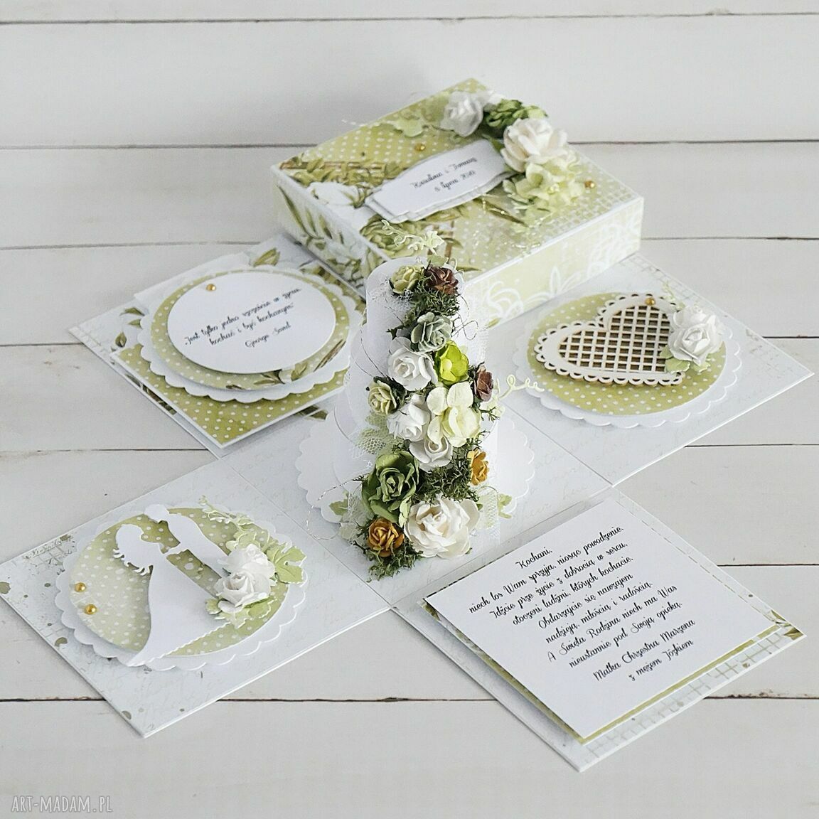 scrapbooking kartki: Ślubny exploding box z tortem na zamówienie hand made