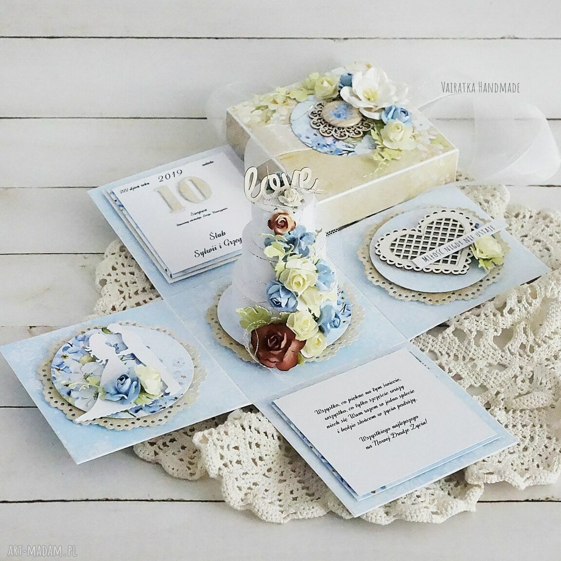 scrapbooking kartki: Ślubny exploding box z tortem na zamówienie hand made