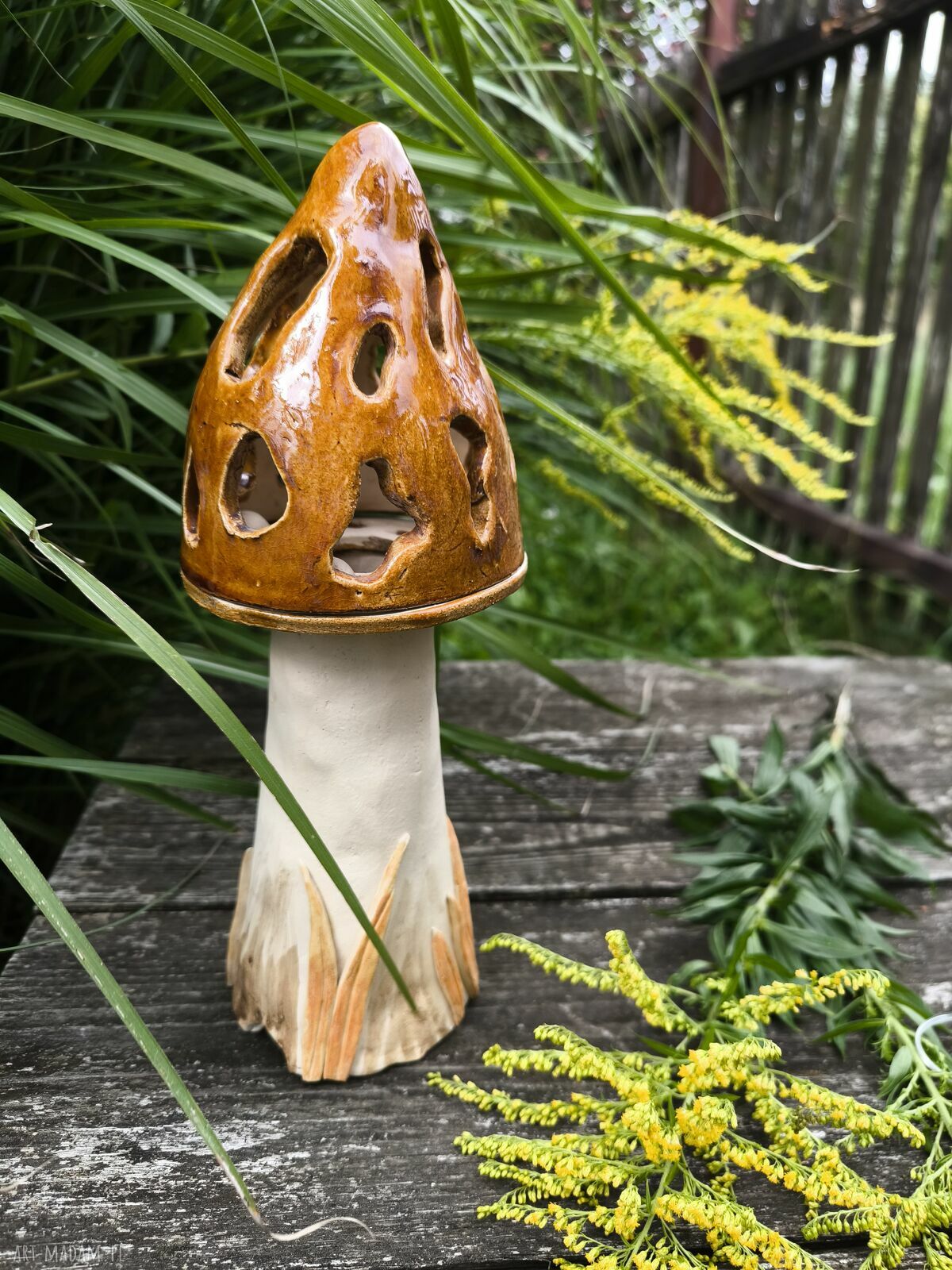 Lampa ceramiczna Smardz - ręcznie wykonana lampka nastrojowa