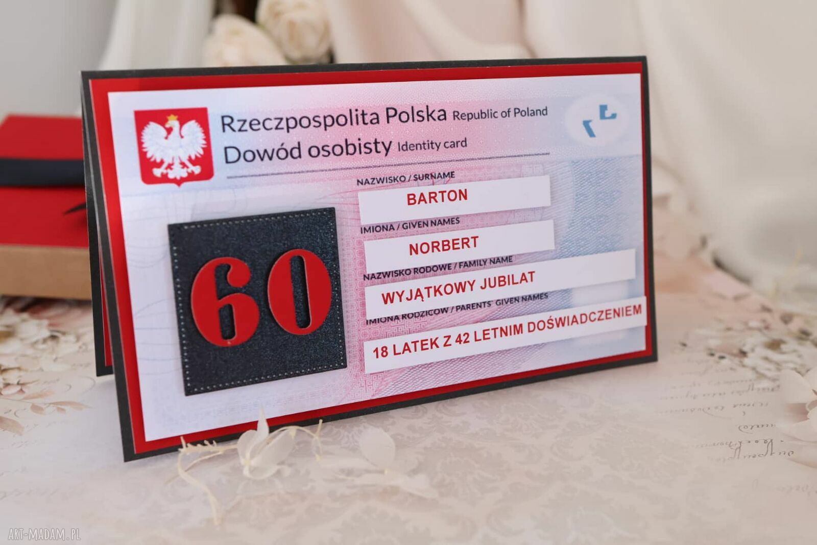 Śmieszna kartka urodzinowa 60 lat dla mężczyzny - dowód osobisty