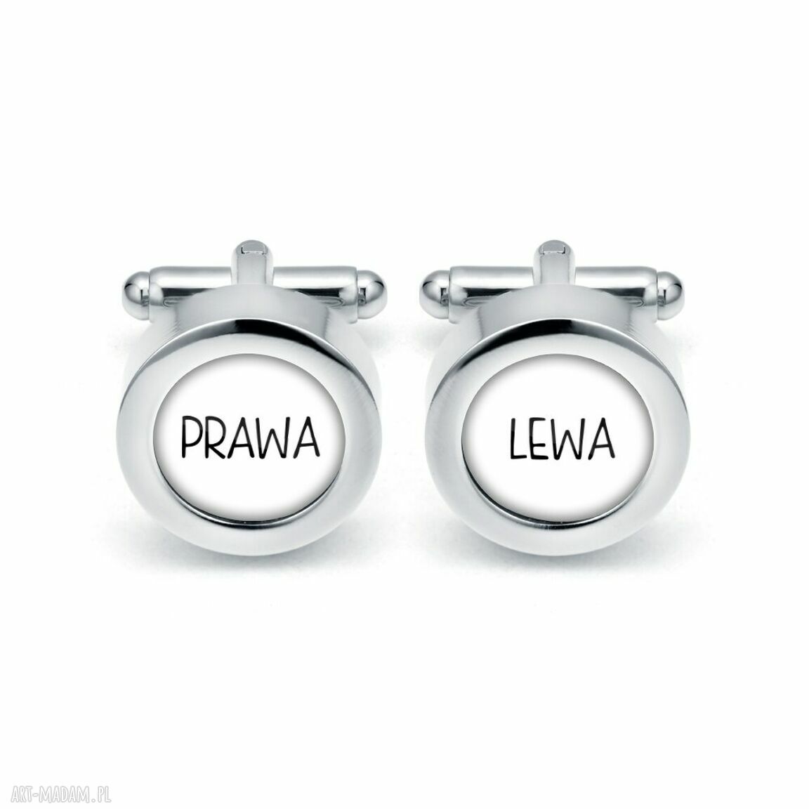 Eleganckie spinki do mankietów PRAWA LEWA - srebrna baza
