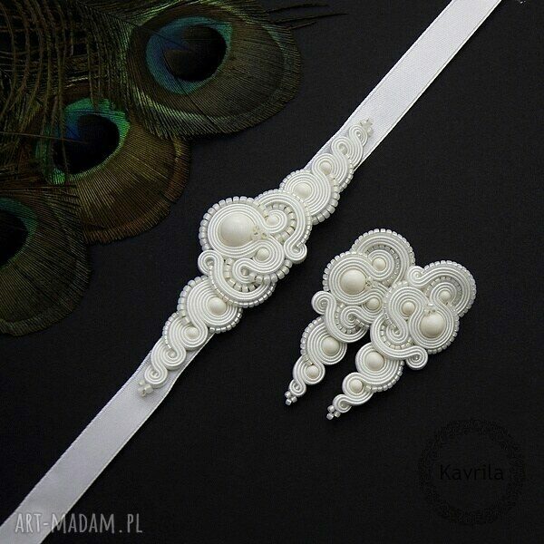 komplet ślubny rosaline milky soutache hand made