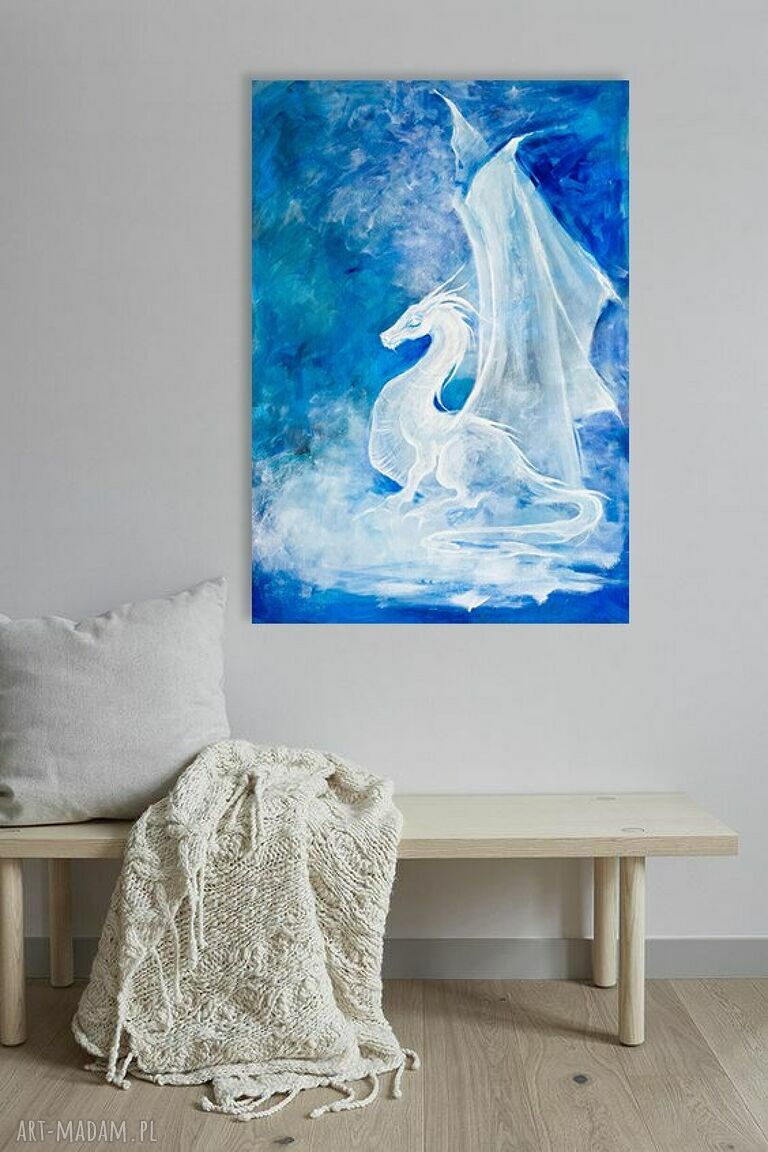 „Smoczyca” - obraz akrylowy na płótnie 70x50 cm fantasy smok (na zamówienie)
