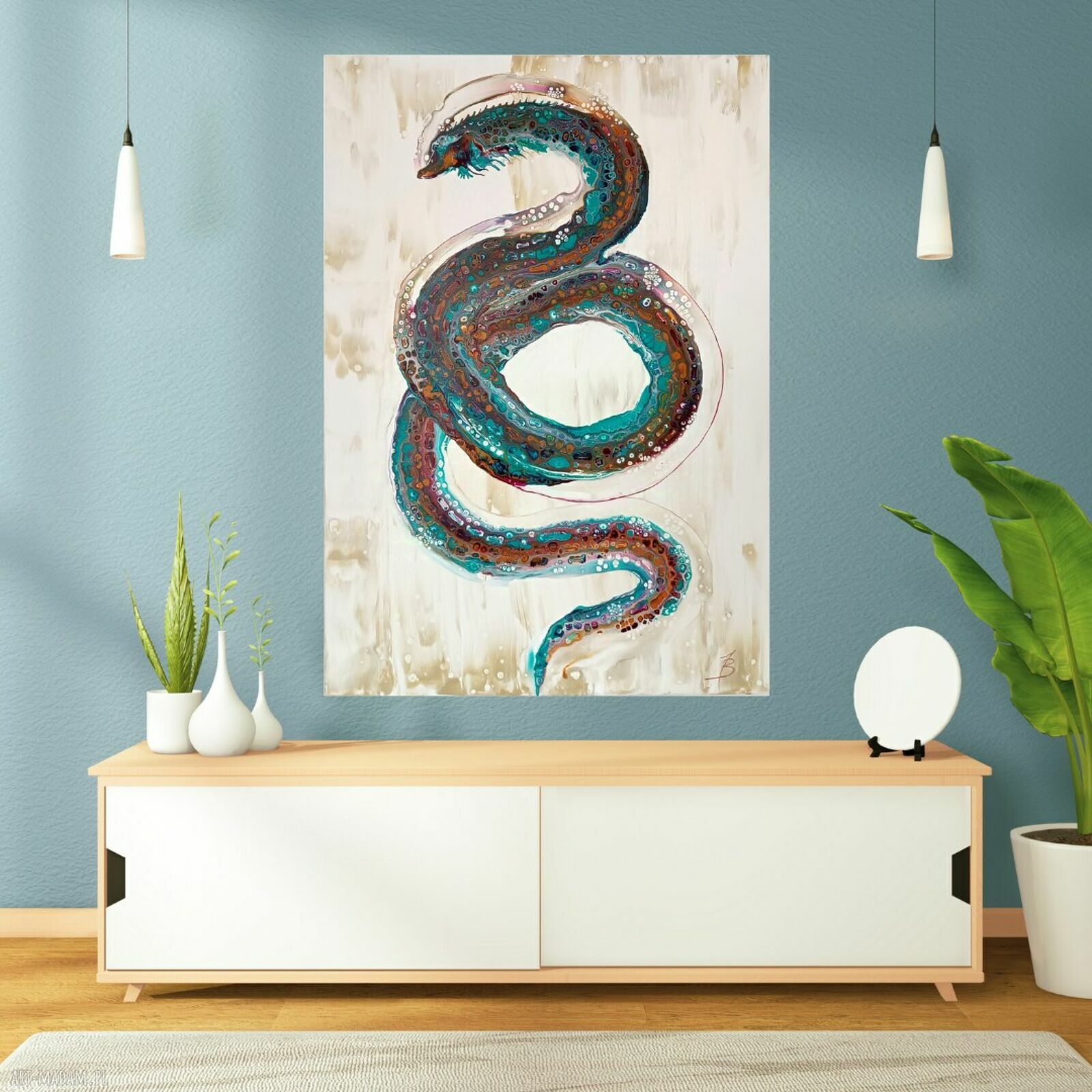SMOK WIATRU - duży obraz akryl na płótnie 70x100 cm abstrakcja
