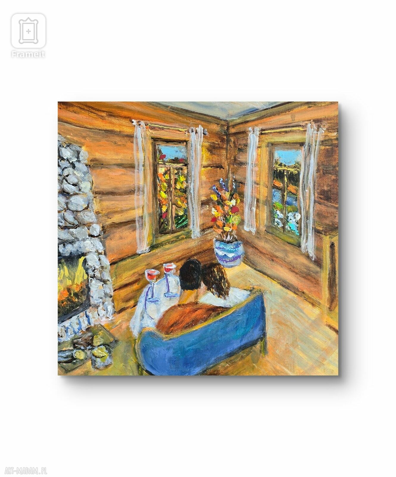 Śniadanie do łóżka - obraz akrylowy na płótnie 40x40x1 cm