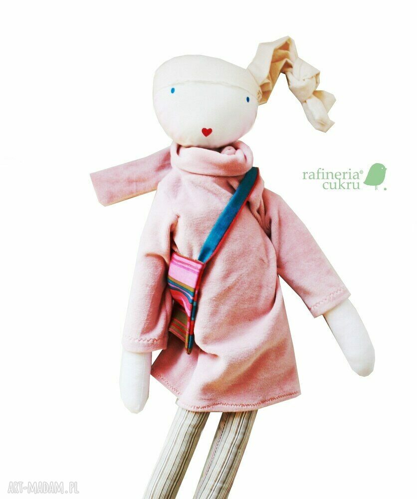 Sofia Pink - szmaciana lalka z sercem (54 cm), ręcznie szyta