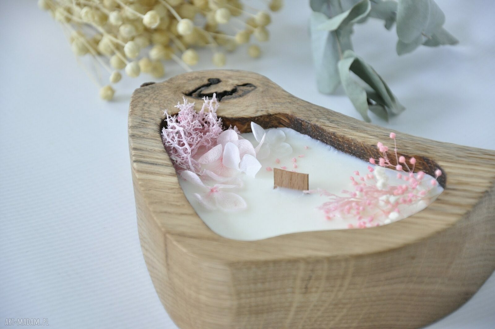 Świeca sojowa w drewnie dębu Oldtree - mięta i limonka (handmade)
