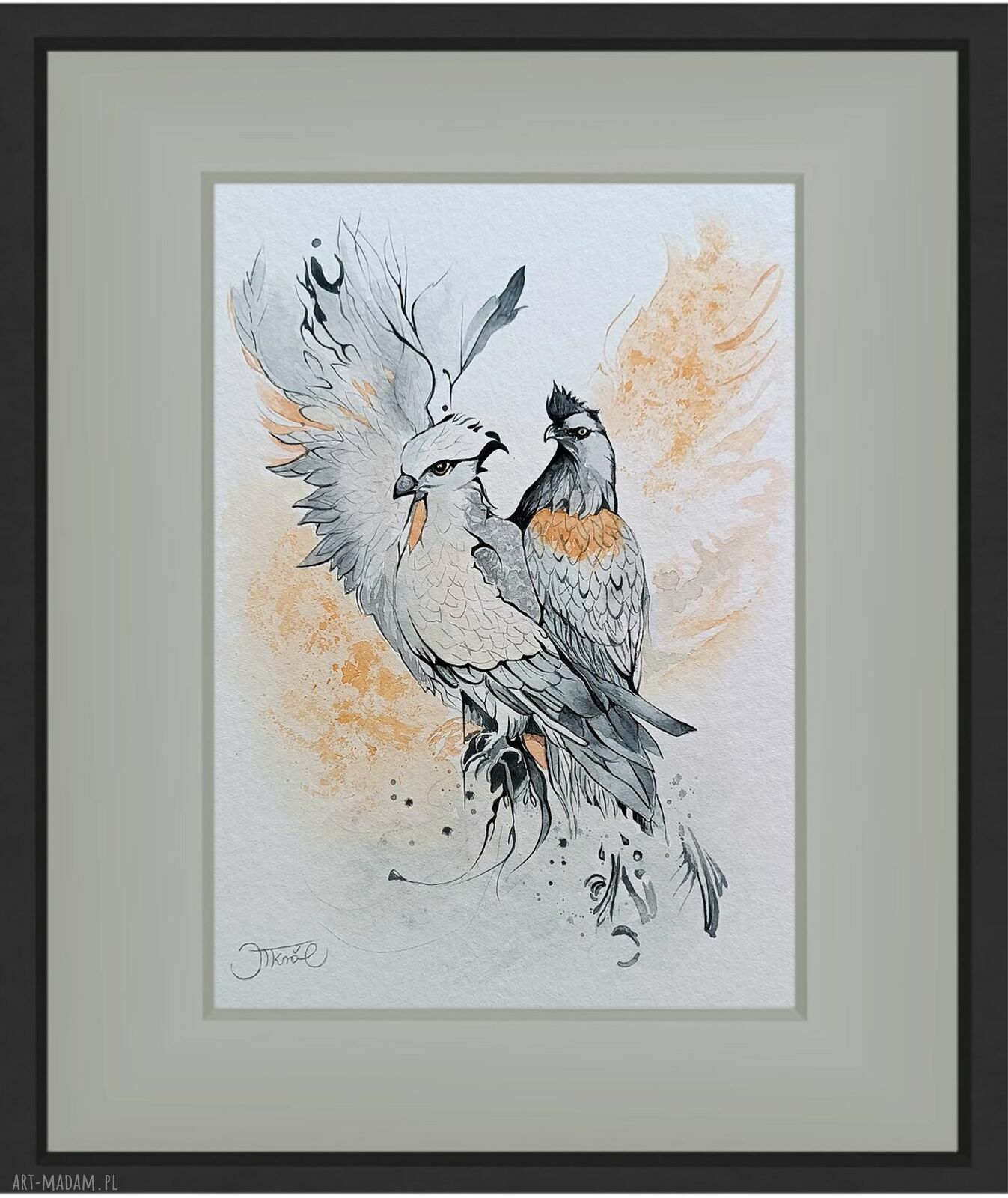 Sojusz skrzydeł - akwarela 32x24 cm z orłem (oryginał)