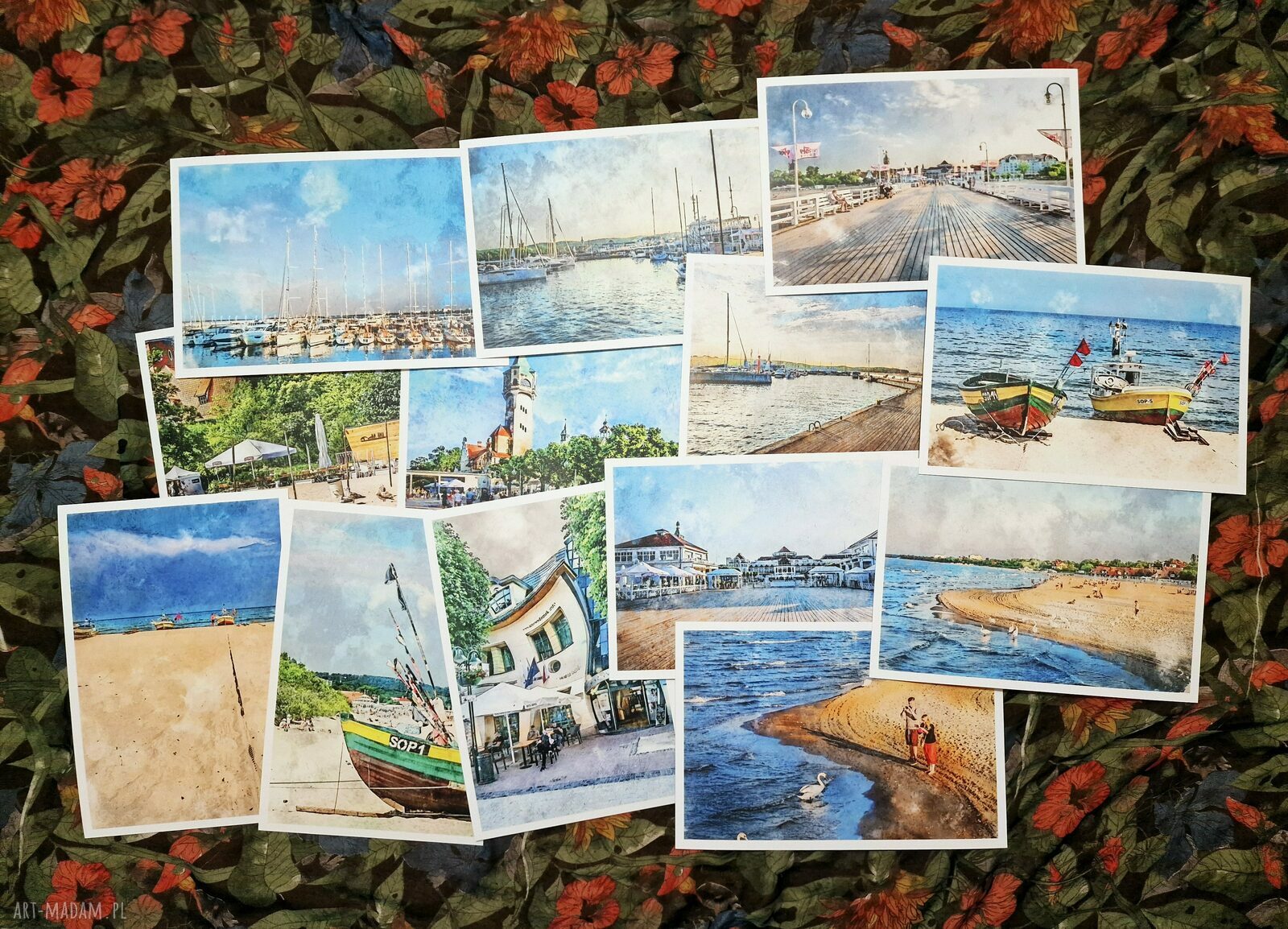 Sopot w akwareli - zestaw 13 grafik 15x23 cm