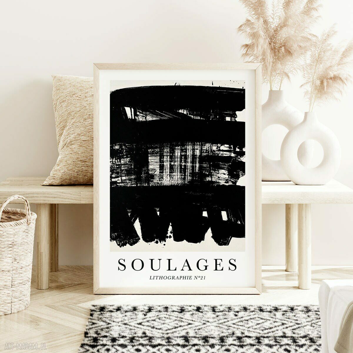 Plakat Soulages Litographie 50x70 cm - czarno-biały akcent do Twojego salonu