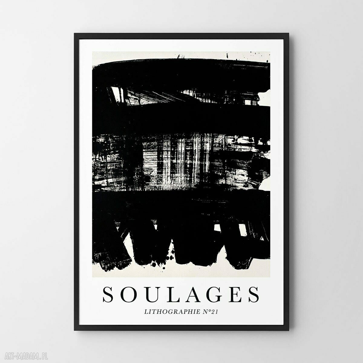 Plakat Soulages Litographie 50x70 cm - czarno-biały akcent do Twojego salonu