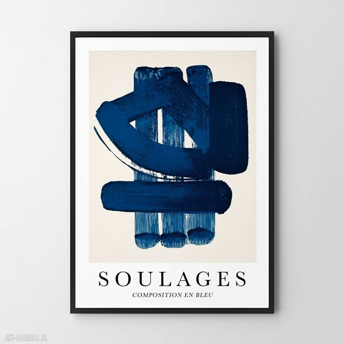Soulages Plakat Composition en bleu - format 50x70 cm