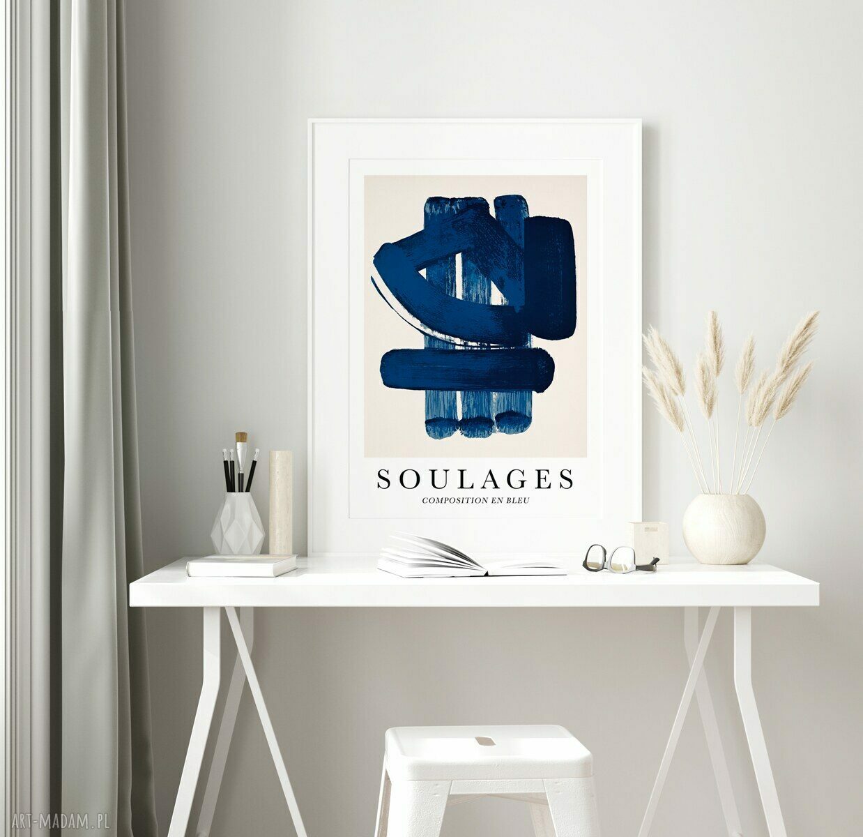Soulages Plakat Composition en bleu - format 50x70 cm