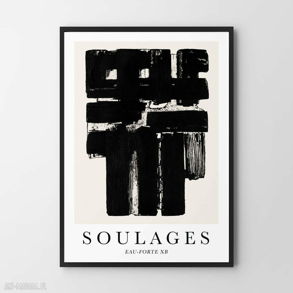 Plakat Soulages Eau-Forte XB 50x70 cm - geometryczna dekoracja do salonu