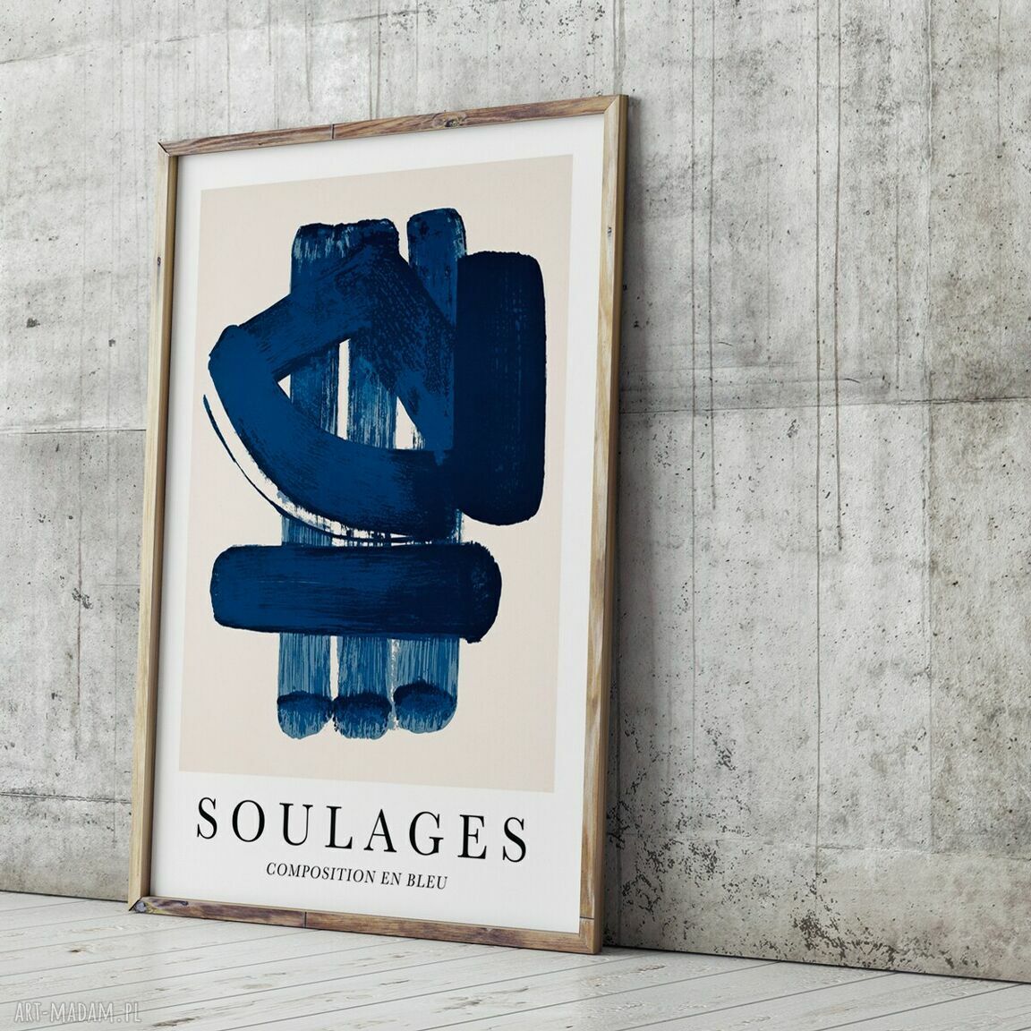 Soulages Plakat Composition en bleu - format 50x70 cm