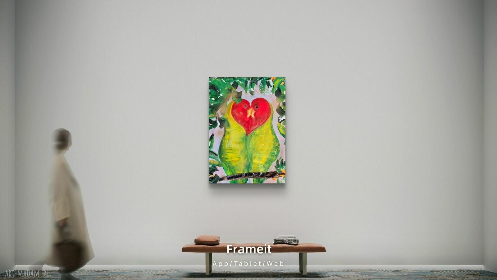 Obraz akrylowy „Soulmates” - papugi 55x75 cm, gotowy do zawieszenia