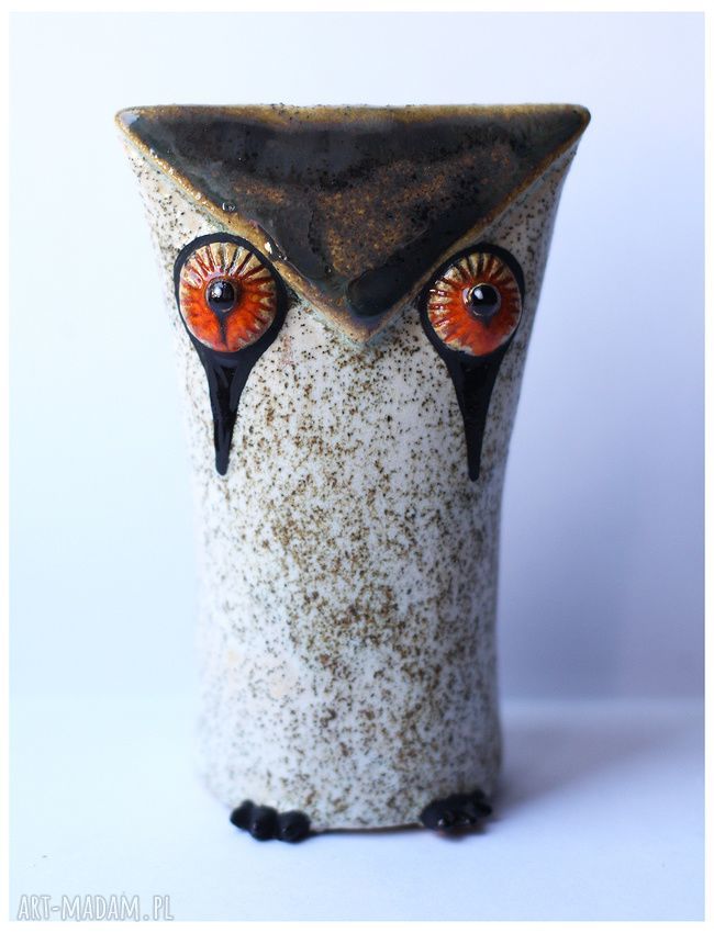 Sowa 7 - ceramiczna sówka handmade - prezent i dekoracja