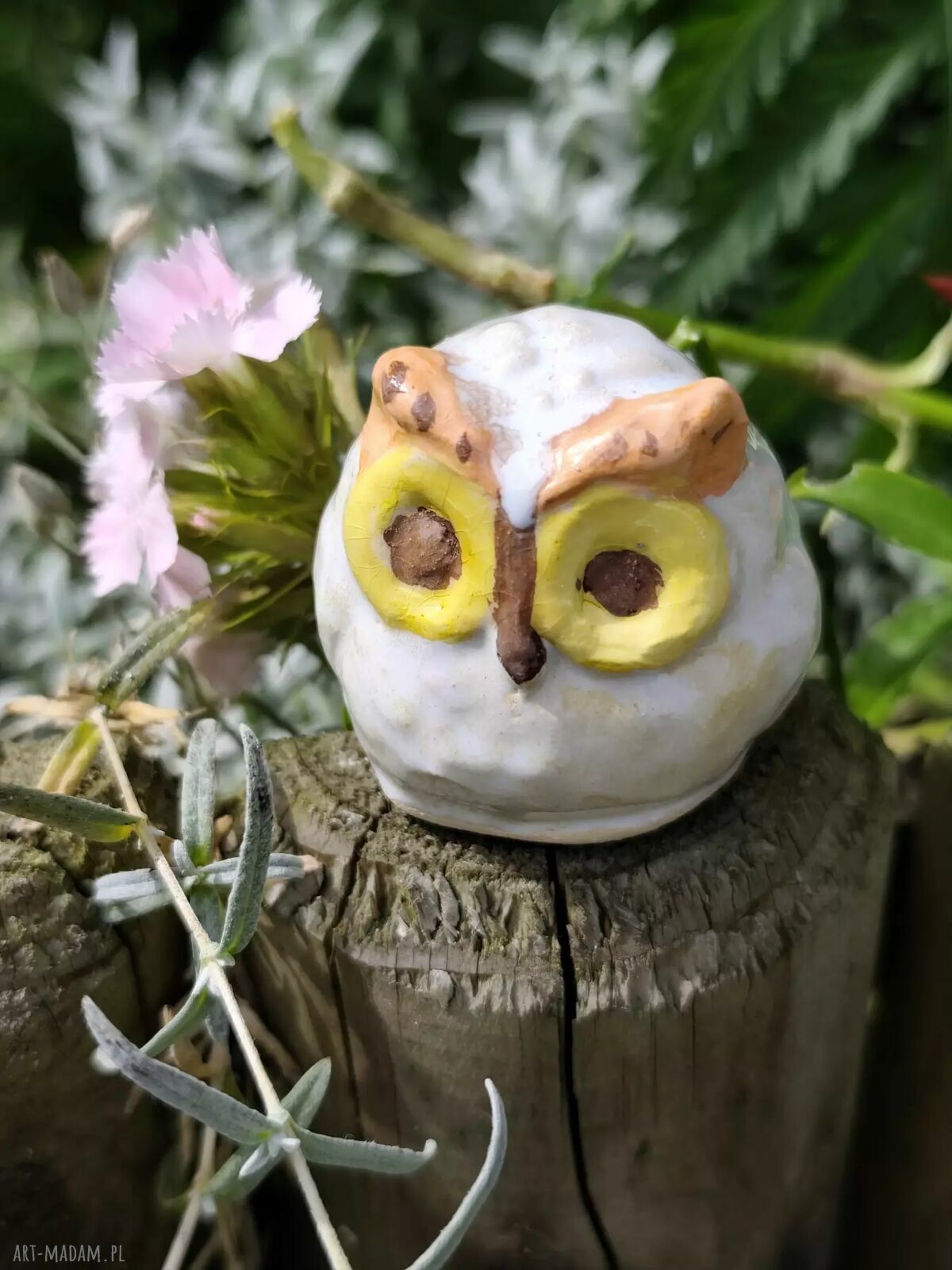 Ręcznie robiona sowa ceramiczna - wyjątkowa figurka do domu i ogrodu