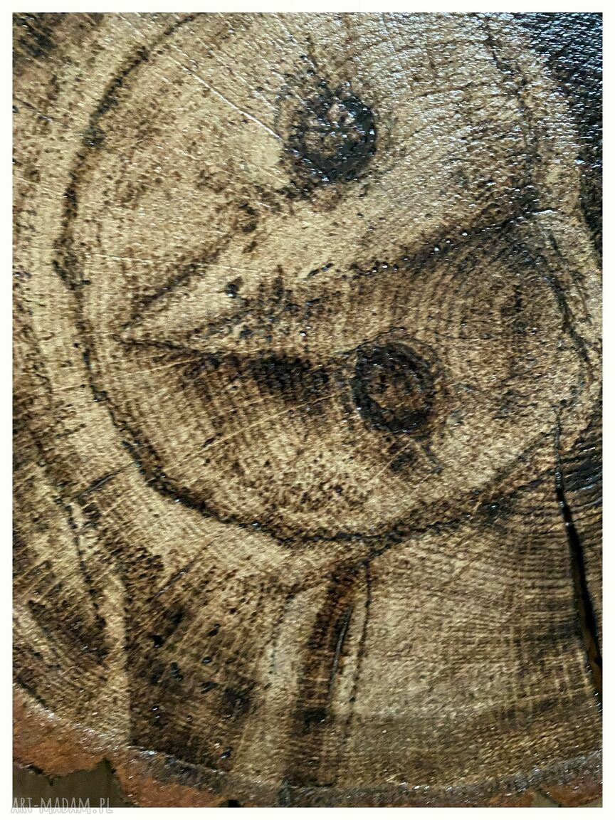 Ręcznie wypalana sowa z drewna 25x30 cm - pirografia