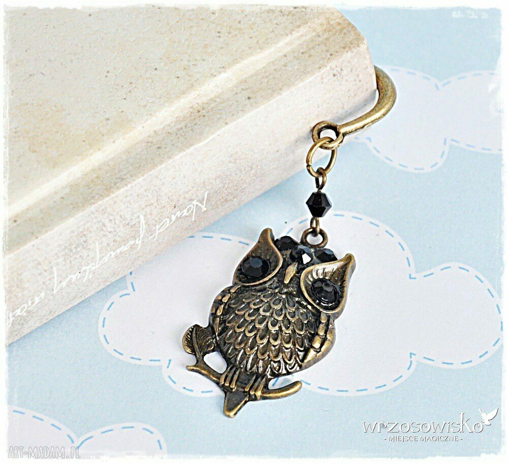 Sowa vintage zakładka do książki Handmade