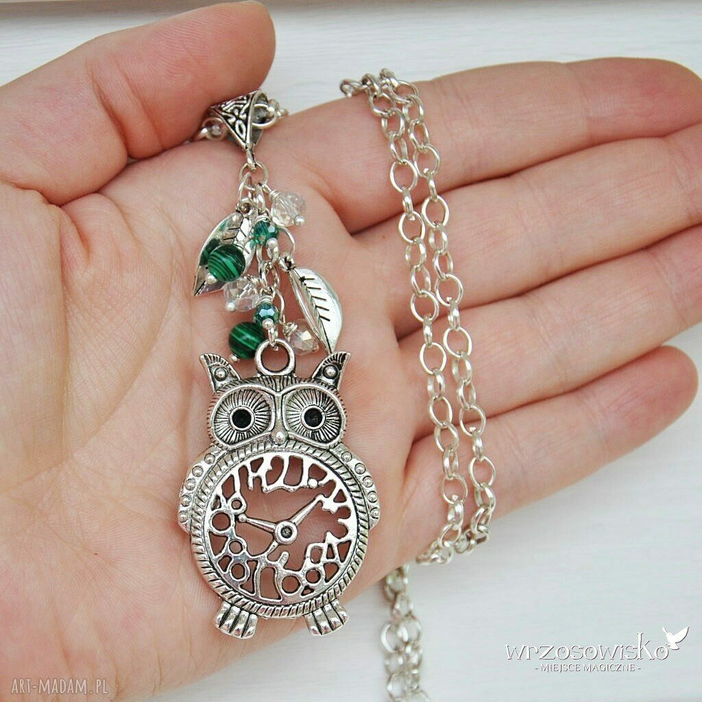 Sowa zegarowa wisior HandMade