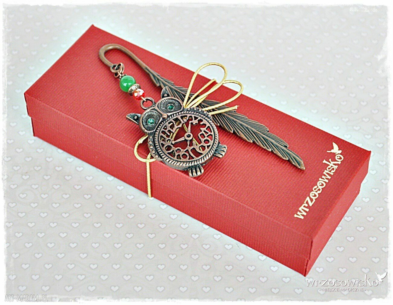 Sowa zegarowa zakładka handmade
