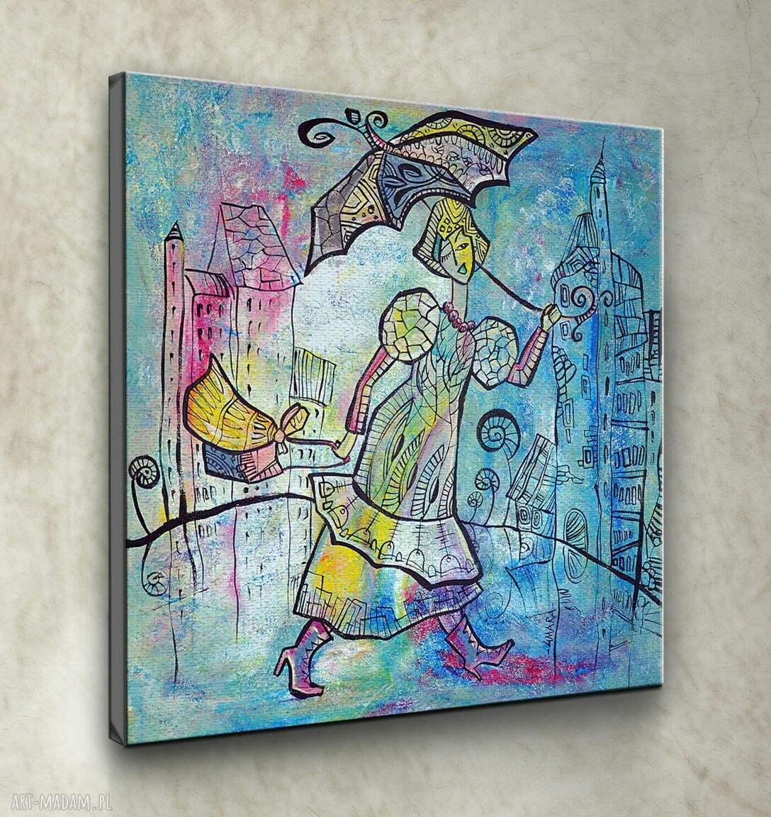 Spacer - obraz giclee z aniołem na płótnie Canvas