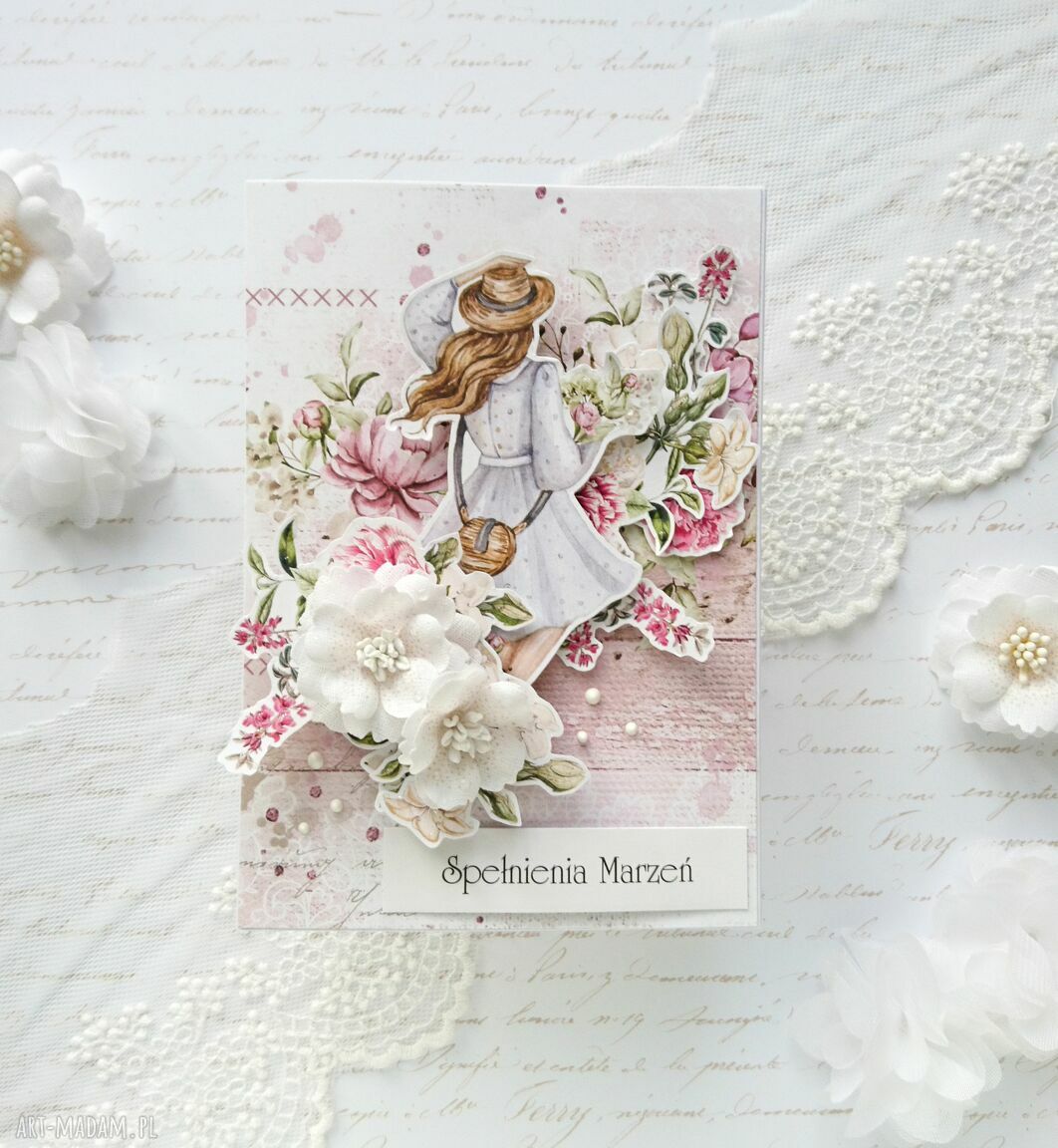 scrapbooking kartki: Spełnienia marzeń kobieca kartka w pudełku hand made