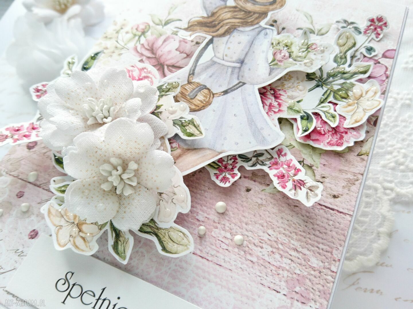 scrapbooking kartki: Spełnienia marzeń kobieca kartka w pudełku hand made