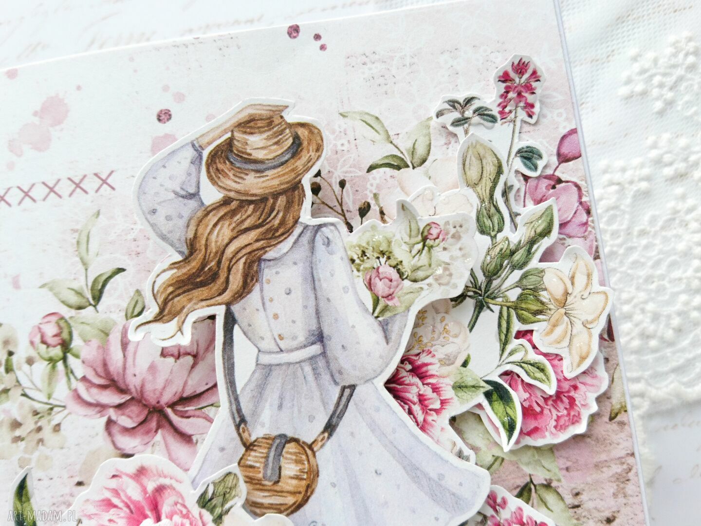 scrapbooking kartki: Spełnienia marzeń kobieca kartka w pudełku hand made