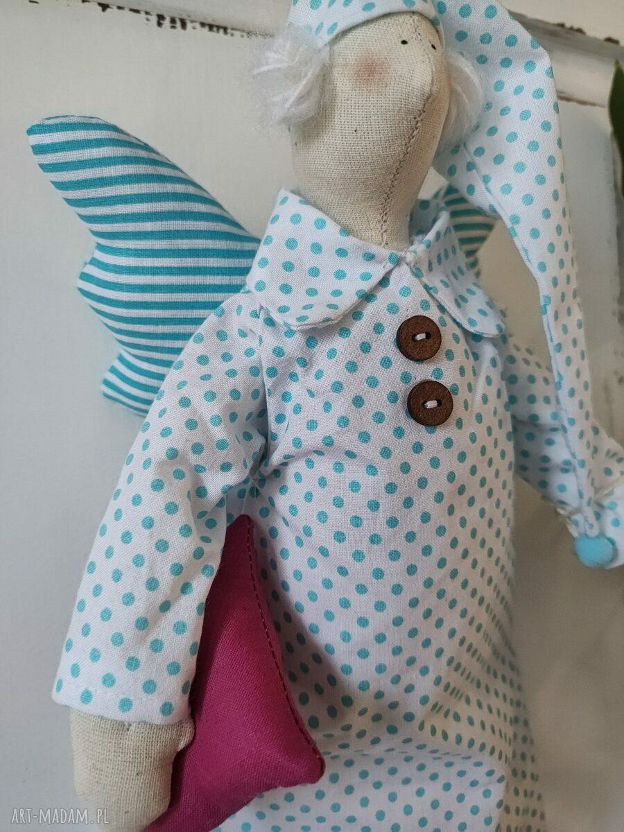 Śpiący aniołek tilda 40 cm - dekoracja i prezent na chrzest