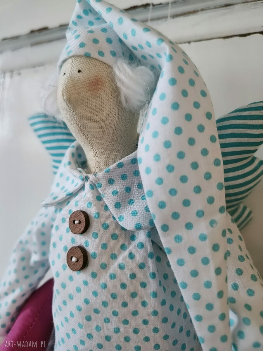 Śpiący aniołek tilda 40 cm - dekoracja i prezent na chrzest