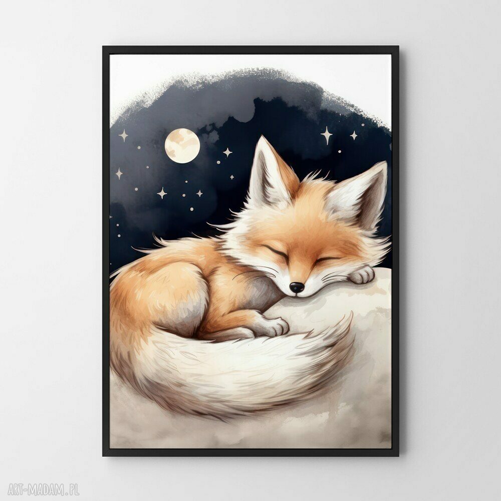 Plakat śpiący Lisek - pokój dziecka 40x50 cm