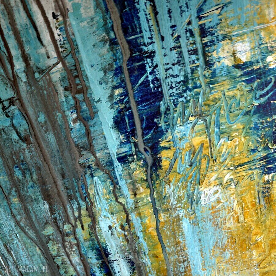 Spilled Ink - abstrakcja ręcznie malowana akrylem na płótnie 70x100 cm