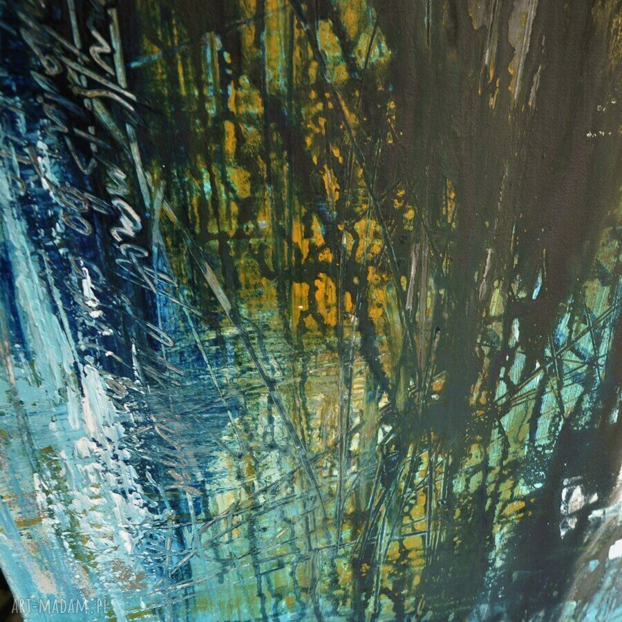 Spilled Ink - abstrakcja ręcznie malowana akrylem na płótnie 70x100 cm