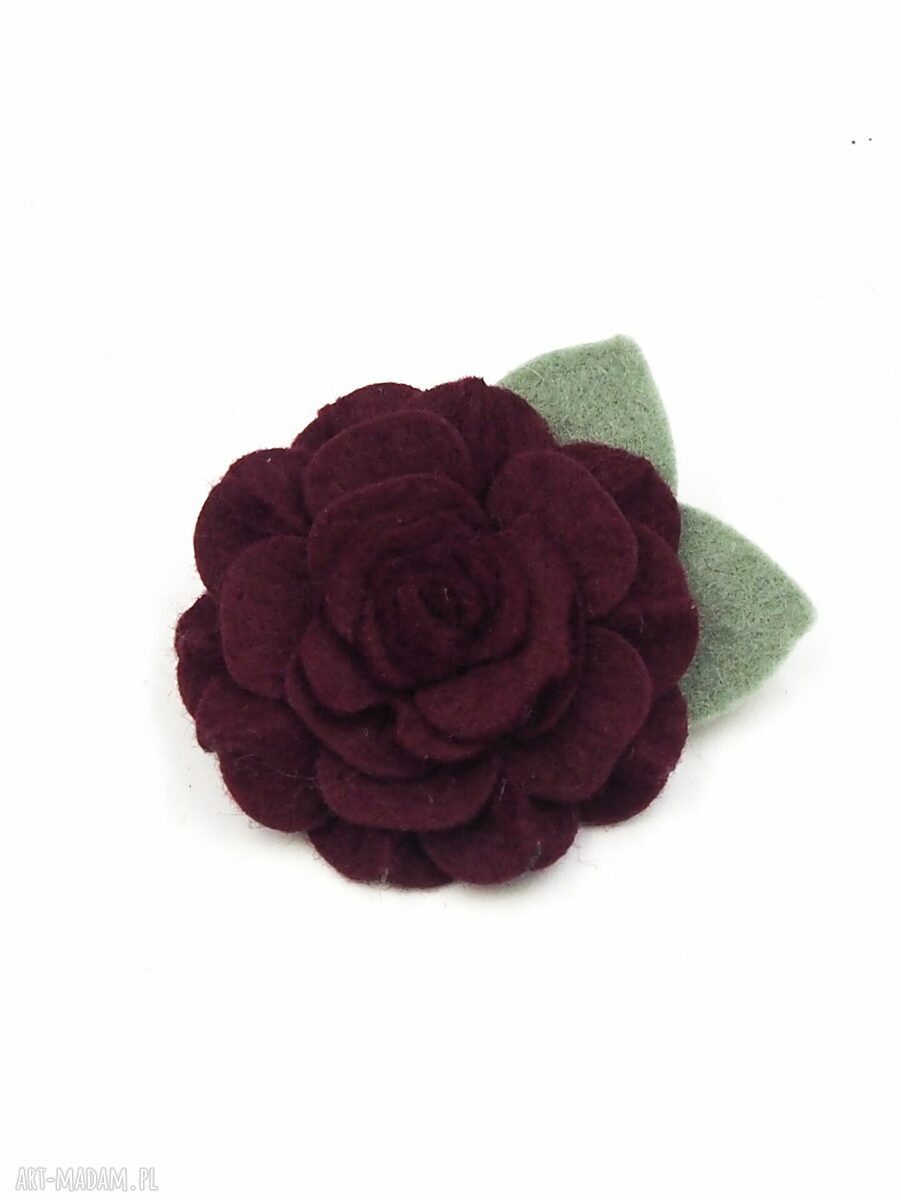 Spinka do włosów Camelia burgund z filcu - handmade Momilio Art