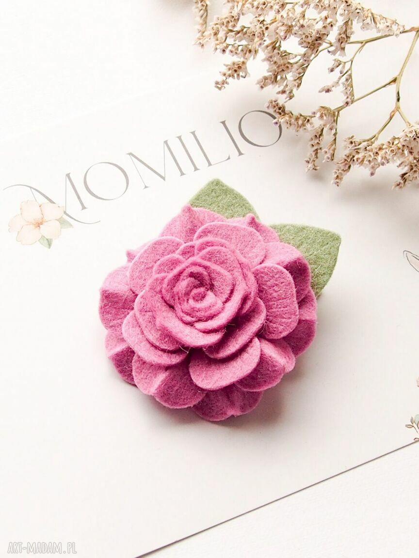 Spinka do włosów Camelia Rose Pink - kwiatek z filcu