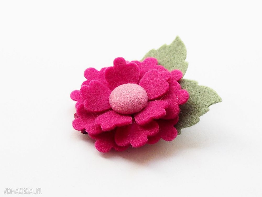 Spinka do włosów Kwiatek z filcu - raspberry light